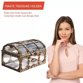 Пластиковый прозрачный пиратский сундук с сокровищами, хрустальный сундук для хранения драгоценных камней QDE