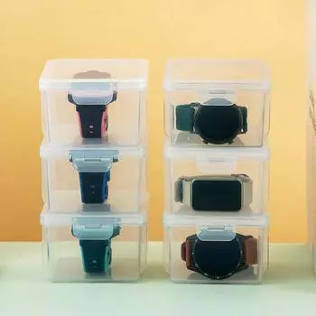 Пластиковый прозрачный ящик для хранения часов, держатель для хранения мелких предметов, чехол для умных часов для взрослых и детей, защитная коробка с крышкой as the picture