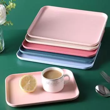 Пластиковый прямоугольный поднос для сервировки Экологичный поднос для фруктового салата Подносы для фаст-фуда для дома S белый