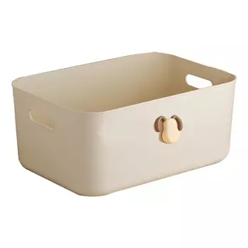 Пластиковый ящик для хранения большой вместимости в кремовом стиле с крышкой, органайзер для игрушек, одежды, закусок