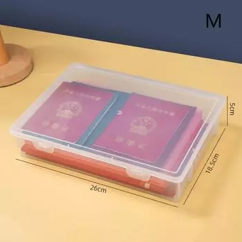 Пластиковый ящик для хранения файлов, прозрачный квадратный ящик для хранения, ящик-органайзер формата А4, настольный пыленепроницаемый ящик для хранения M