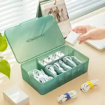 Пластиковый ящик для хранения кабелей, офисное зарядное устройство для гостиной, настольное зарядное устройство USB, пылезащитный органайзер для проводов наушников