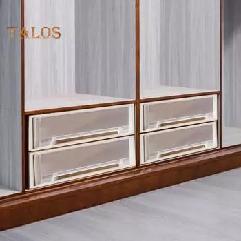 Пластиковый ящик для хранения Органайзер для штабелирования ящиков Прочная несущая конструкция с утопленной ручкой Ящик для хранения большой емкости L