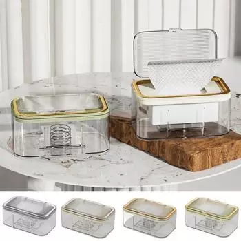 Пластиковый ящик для влажных салфеток с пружинной пластиной, настенный пылезащитный диспенсер для влажных салфеток, большая емкость, настольный ящик для хранения масок