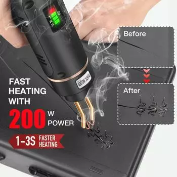 Пластиковый ремонт бампера автомобиля, горячий степлер 200 Вт, аккумуляторный пластиковый сварочный аппарат, комплект для ремонта бампера, паяльник жёлтый