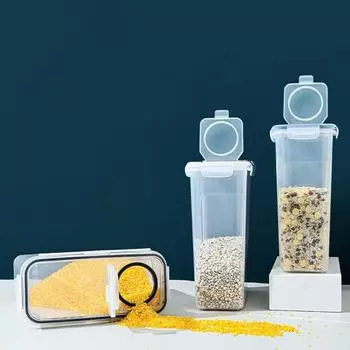 Пластиковый резервуар для хранения зерна Прозрачный ящик для хранения продуктов Практичный контейнер для хранения зерновых Главная L чёрный