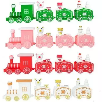 Пластиковый рождественский поезд, украшение для детских игрушек, симпатичный расписной игрушечный поезд с Санта-Клаусом, снеговиком, поделки на Новый год, Рождество, детские подарки белый