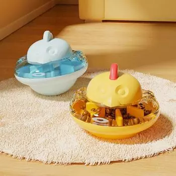 Пластиковый шарик для еды для котят, устойчивый к укусам, игрушка для раздачи лакомств для дрессировки домашних животных жёлтый