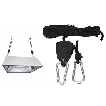 Пластиковый шкив для вешалки, подвесной трос, храповой механизм, регулируемый зажим для троса, цинковый сплав, крючок 1 шт., прочный, 1/8 дюйма, для комплекта светильников для выращивания растений чёрный