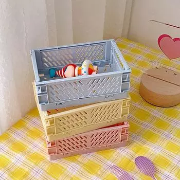 Пластиковый штабелируемый складной стационарный держатель, отделка, милый студенческий офис, настольный органайзер для хранения канцелярских принадлежностей, корзина для хранения розовый