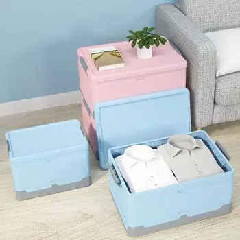 Пластиковый складной ящик для хранения игрушек большой емкости, коробки для отделки, портативное общежитие L розовый