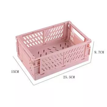 Пластиковый складной ящик для хранения, складная коробка, корзина, штабелируемая, симпатичная косметика, украшения, игрушки, коробки для хранения, органайзер, портативный L розовый