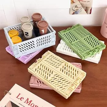 Пластиковый складной ящик для хранения, складной ящик, настольный держатель, канцелярские товары, корзина для хранения мелочей, организация домашнего хранения зелёный