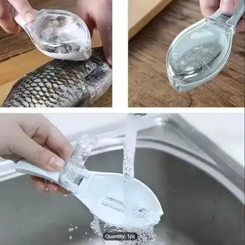 Пластиковый скребок для рыбьей чешуи Щетка для очистки рыбьей чешуи Щетка для очистки рыбной чешуи Терки для удаления рыбного ножа Овощечистка Скребок для очистки рыбы белый