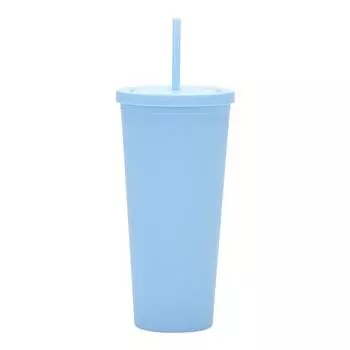 Пластиковый стакан большой емкости 32 унции, двухслойный, конфетного цвета, с крышкой и лентой, ручной стакан, как стакан с трубочкой 1000ml небесно-голубой