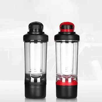 Пластиковый стакан большой емкости для фруктов, трехслойный стакан для коктейлей с порошком для фитнеса и мышц 630ml красный