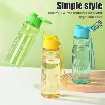 Пластиковый стакан для воды с откидной крышкой для лета, портативный космический стакан для ежедневного использования, симпатичная бутылка для воды для студентов 0.55L синий