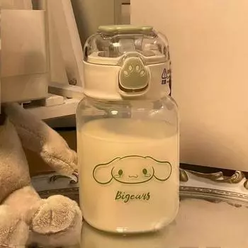 Пластиковый стаканчик Милый мультяшный стаканчик из соломы One Size зелёный