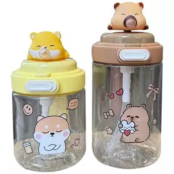 Пластиковый стаканчик Spit Bubble Cartoon 450/600 мл Спортивная бутылка для воды Capybara Бутылки для воды Лето Brown Capybara - 450ml
