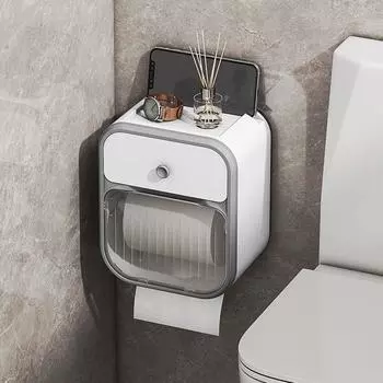 Пластиковый стеллаж для хранения туалетной бумаги, держатель для туалетной бумаги для домашнего хозяйства серый