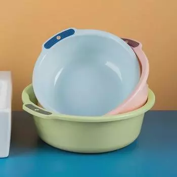 Пластиковый таз большой емкости с двумя ушками для домашнего использования, идеально подходит для мытья овощей, ножных ванн и хранения