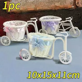 Пластиковый трехколесный велосипед, дизайн, сделай сам, корзина для цветов, контейнер для цветочных растений, домашнее свадебное украшение, садовые принадлежности розовый