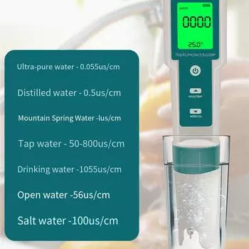 Пластиковый удобный и простой в использовании 7 в 1 измеритель солености и температуры для анализа воды многофункциональный