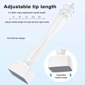 Пластиковый валик с микроиглой для уплотнения, роликовая игла для местного ухода, гладкая и здоровая кожа, регулируемая длина белый