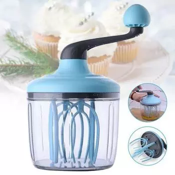 Пластиковый венчик для взбивания яиц с ручным приводом, блендер с длинным рычагом, многофункциональный ручной венчик для взбивания яиц, практичный кухонный инструмент зелёный