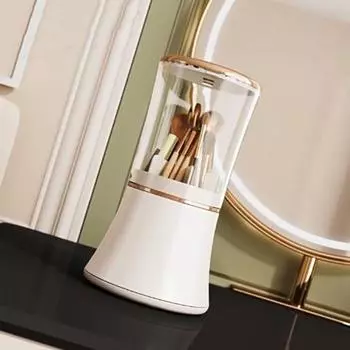 Пластиковый вращающийся на 360° держатель для кистей для макияжа большой емкости контейнер для ювелирных изделий ванная комната белый/золотой