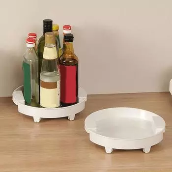 Пластиковый выдвижной лоток для хранения специй, масштабируемая круглая вращающаяся стойка для приправ, декоративная, экономящая место белый