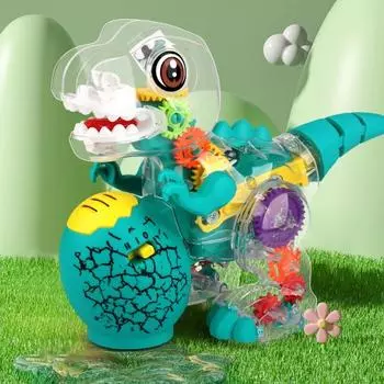 Пластиковый забавный робот-динозавр с подсветкой, вращающийся на 360 градусов