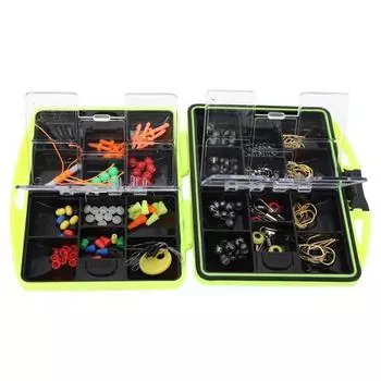 Пластиковый зеленый портативный набор принадлежностей для рыбалки на скалах крючки вертлюги набор снастей с коробкой