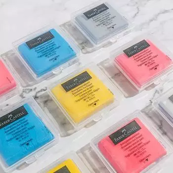 Пластилиновый эскиз. Выделение бликов. Протирание. Пластиковый ластик. Резиновые мягкие ластики. жёлтый