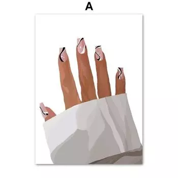 Пластина для лака для ногтей, ручной маникюр, модная иллюстрация, художественная картина на холсте, плакаты на скандинавскую тему, принты, настенные картины, декор для комнаты, салона, без рамки 21*30cm