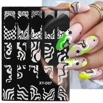 Пластина для штамповки ногтей, геометрическая волнистая линия, модный инструмент для печати маникюра для уникального дизайна ногтей G