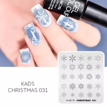 Пластина для штамповки ногтей KADS, рождественский снежный цветок, шаблон для изображения, трафарет для ногтей, инструмент