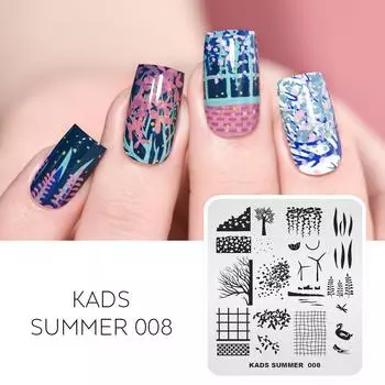 Пластина для стемпинга KADS, пластины для стемпинга ногтей, цветы, лето 008, Silent Night, дизайн, аксессуары для ногтей, шаблон