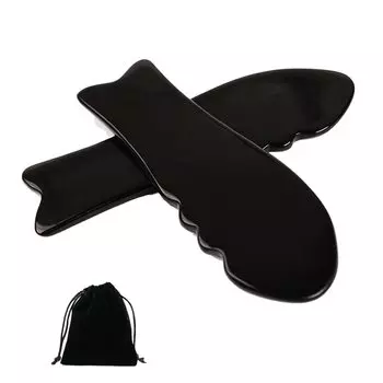 Пластина Касса Пластина Касса Массажная пластина Доска для скребков из бычьего рога Массаж лица, шеи, мышц Инструмент Гуаша (Рыбная форма)