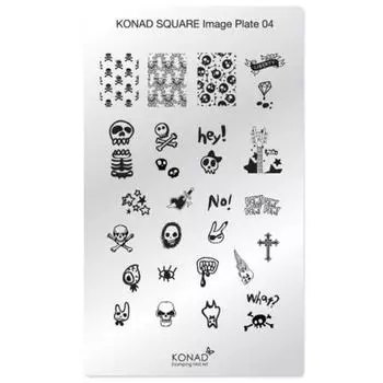 Пластина Konard Stamping Square Image Plate для дизайна ногтей, квадратная - 04, 1, 1 шт.