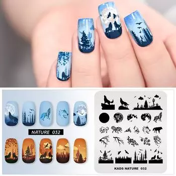 Пластины для штамповки ногтей KADS, 63 дизайна, шаблоны для ногтей серии Nature, трафаретные пластины для маникюрного салона