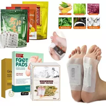 Пластырь для ног с имбирем и полынью, улучшает кровообращение, улучшает сон, дышащий травяной детоксикационный пластырь для ног