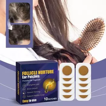 Пластырь для ушей «Активация волосяных фолликулов» для стимуляции роста волос и восстановления здоровья кожи головы. Растительные ингредиенты. One Size синий