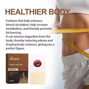 Пластырь для живота, Пластырь для коррекции фигуры, Пластырь для похудения и похудения, Стимулирует устранение целлюлита, Гипоаллергенный, 10шт. белый