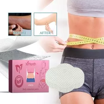 Пластырь для живота, Пластырь для коррекции фигуры, Пластырь для похудения и похудения живота, Стимулирует устранение целлюлита, Гипоаллергенный, 4 шт. белый