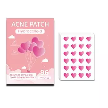 Пластырь от прыщей большой емкости. Симпатичные защитные покрытия от прыщей. Гидроколлоидные пластыри от прыщей с гиалуроновой кислотой 96 шт. One Size розовый