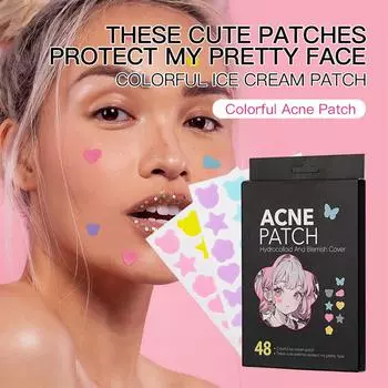 Пластырь от прыщей Черный гидроколлоидный пластырь от прыщей Уход за кожей, уменьшает покраснения и отеки от прыщей, несколько форм. One Size чёрный