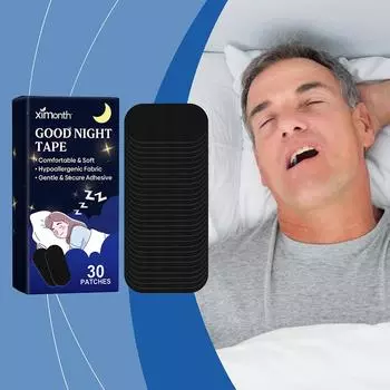 Пластырь против храпа Коррекция носового дыхания Улучшение дыхания Ночной ортез Портативный сон Z8P1 Black-30 patches
