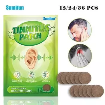 Пластырь Sumifun от тиннитуса, травяной пластырь с быстрым эффектом, пластырь от тиннитуса, нарушения слуха 12pcs/1bag зелёный