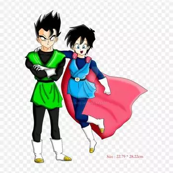 Нашивки для сумок с одеждой, термонаклейки с термопереносом Videl Y Gohan Dbz Gohan Videl Pattern, моющиеся, термоперенос